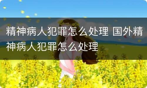 精神病人犯罪怎么处理 国外精神病人犯罪怎么处理