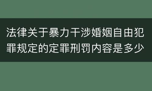 法律关于暴力干涉婚姻自由犯罪规定的定罪刑罚内容是多少