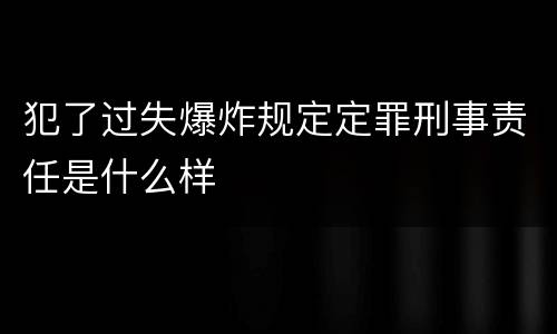 犯了过失爆炸规定定罪刑事责任是什么样