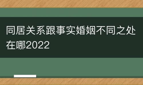 同居关系跟事实婚姻不同之处在哪2022