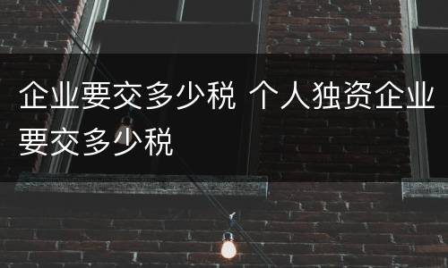 企业要交多少税 个人独资企业要交多少税