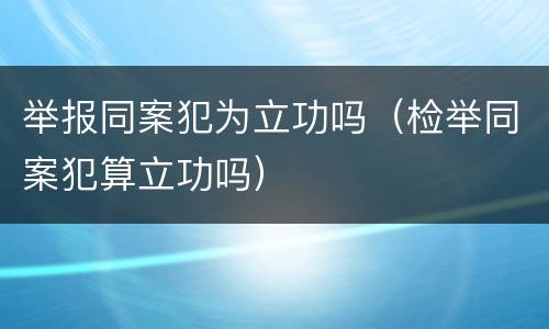 举报同案犯为立功吗（检举同案犯算立功吗）