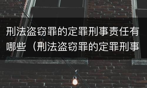 刑法盗窃罪的定罪刑事责任有哪些（刑法盗窃罪的定罪刑事责任有哪些内容）