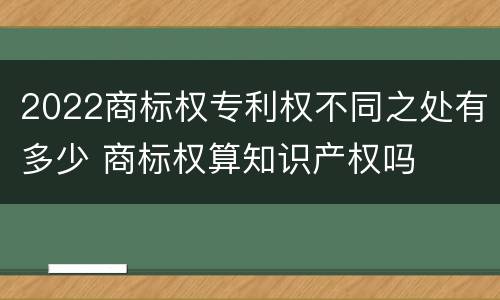 2022商标权专利权不同之处有多少 商标权算知识产权吗