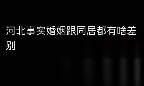 河北事实婚姻跟同居都有啥差别