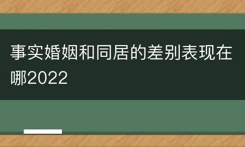 事实婚姻和同居的差别表现在哪2022