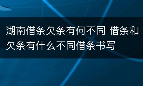 湖南借条欠条有何不同 借条和欠条有什么不同借条书写