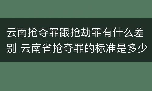 云南抢夺罪跟抢劫罪有什么差别 云南省抢夺罪的标准是多少?