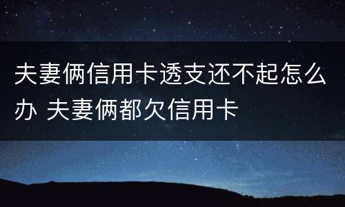 夫妻俩信用卡透支还不起怎么办 夫妻俩都欠信用卡