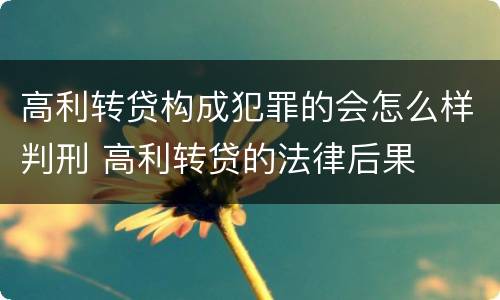 高利转贷构成犯罪的会怎么样判刑 高利转贷的法律后果