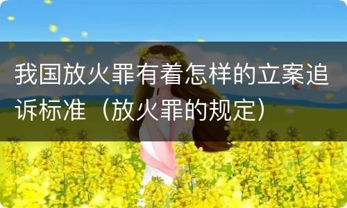 我国放火罪有着怎样的立案追诉标准（放火罪的规定）