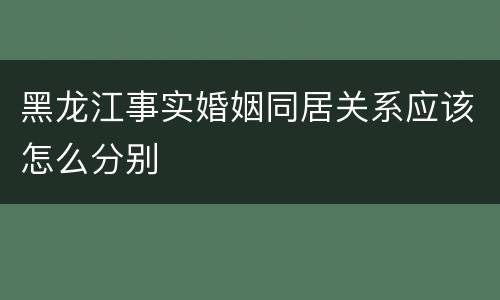 黑龙江事实婚姻同居关系应该怎么分别