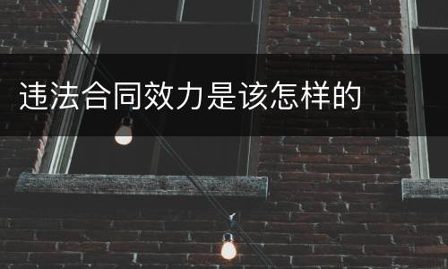 违法合同效力是该怎样的