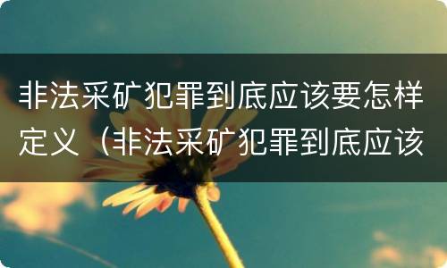 非法采矿犯罪到底应该要怎样定义（非法采矿犯罪到底应该要怎样定义罪名）