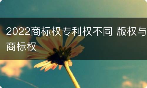 2022商标权专利权不同 版权与商标权