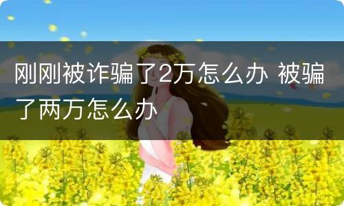 刚刚被诈骗了2万怎么办 被骗了两万怎么办