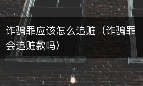 诈骗罪应该怎么追赃（诈骗罪会追赃款吗）