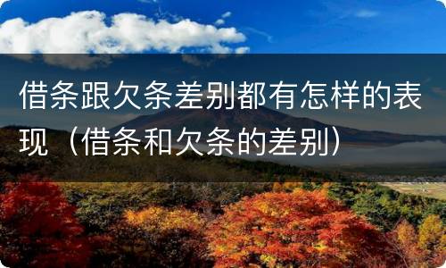 借条跟欠条差别都有怎样的表现（借条和欠条的差别）