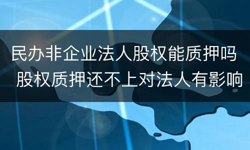 民办非企业法人股权能质押吗 股权质押还不上对法人有影响吗?