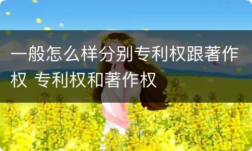 一般怎么样分别专利权跟著作权 专利权和著作权