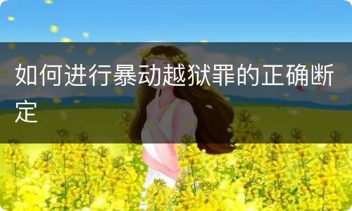 如何进行暴动越狱罪的正确断定
