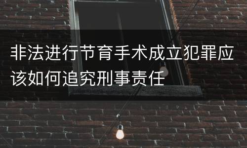 非法进行节育手术成立犯罪应该如何追究刑事责任