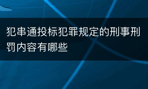 犯串通投标犯罪规定的刑事刑罚内容有哪些