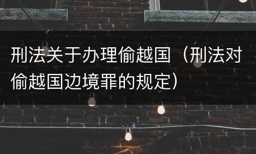 刑法关于办理偷越国（刑法对偷越国边境罪的规定）