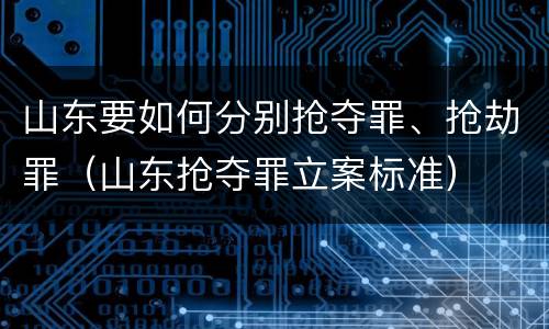 山东要如何分别抢夺罪、抢劫罪（山东抢夺罪立案标准）