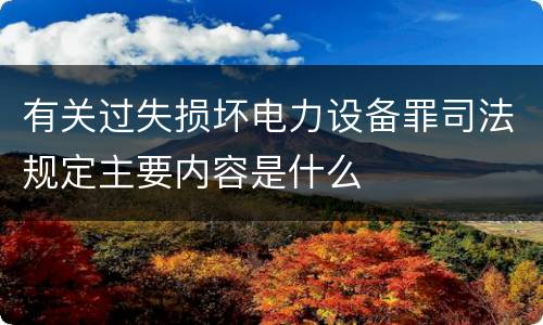 有关过失损坏电力设备罪司法规定主要内容是什么