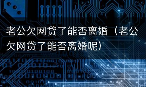 老公欠网贷了能否离婚（老公欠网贷了能否离婚呢）