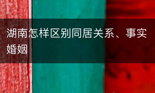 湖南怎样区别同居关系、事实婚姻