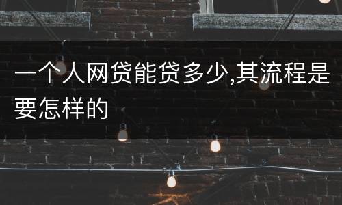 一个人网贷能贷多少,其流程是要怎样的