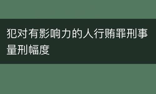 犯对有影响力的人行贿罪刑事量刑幅度