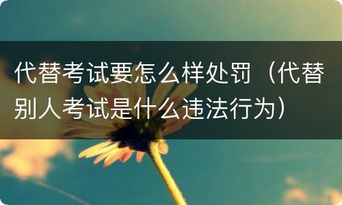 代替考试要怎么样处罚（代替别人考试是什么违法行为）