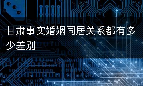 甘肃事实婚姻同居关系都有多少差别