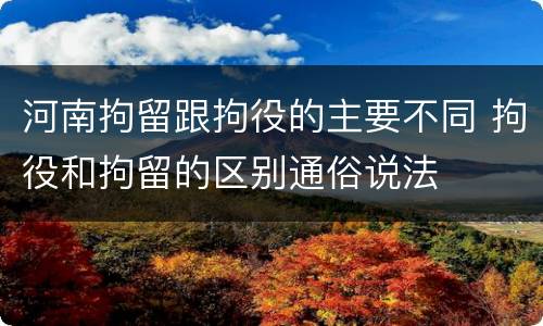 河南拘留跟拘役的主要不同 拘役和拘留的区别通俗说法