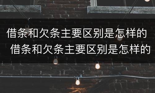借条和欠条主要区别是怎样的 借条和欠条主要区别是怎样的呢