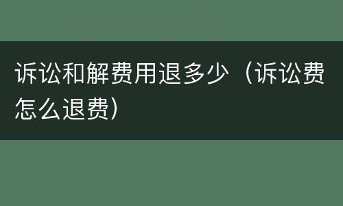 诉讼和解费用退多少（诉讼费怎么退费）