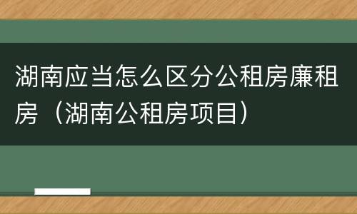 湖南应当怎么区分公租房廉租房（湖南公租房项目）