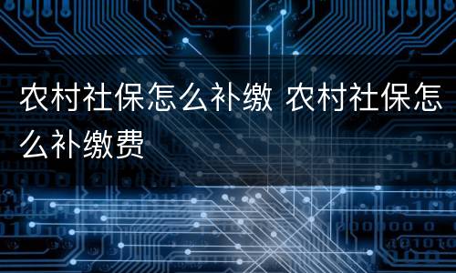 农村社保怎么补缴 农村社保怎么补缴费