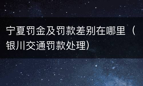 宁夏罚金及罚款差别在哪里（银川交通罚款处理）