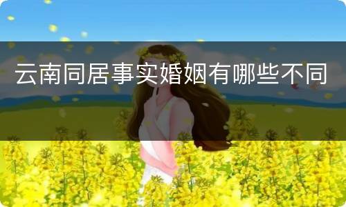 云南同居事实婚姻有哪些不同