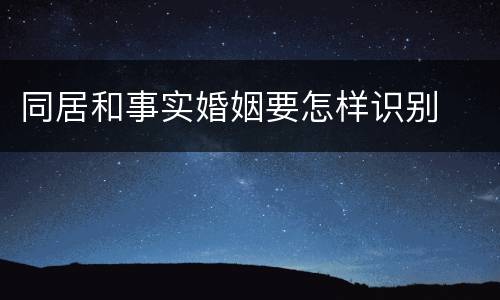 同居和事实婚姻要怎样识别