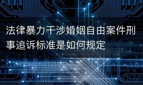 法律暴力干涉婚姻自由案件刑事追诉标准是如何规定