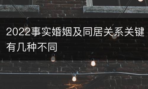 2022事实婚姻及同居关系关键有几种不同