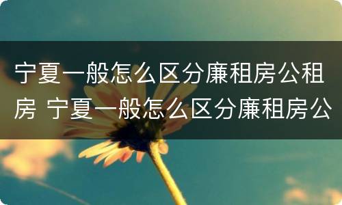 宁夏一般怎么区分廉租房公租房 宁夏一般怎么区分廉租房公租房呢