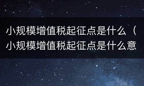 小规模增值税起征点是什么（小规模增值税起征点是什么意思）