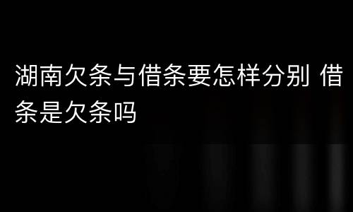 湖南欠条与借条要怎样分别 借条是欠条吗