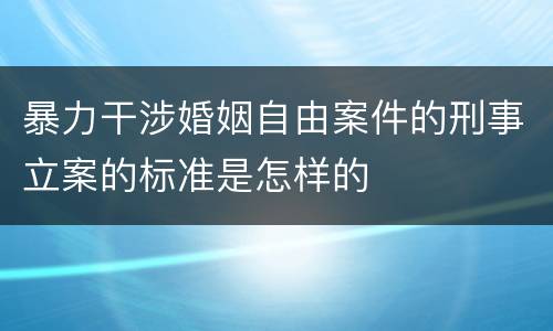 暴力干涉婚姻自由案件的刑事立案的标准是怎样的